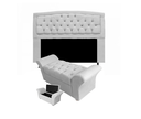 Ver imagem 1 de Cabeceira Geovana e Calçadeira Veneza Para Quarto Queen 160cm Suede Branco - LM DECOR