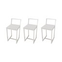 Ver imagem 1 de Kit 3 Banqueta Baixa Para Cozinha Industrial Assento Estofado White