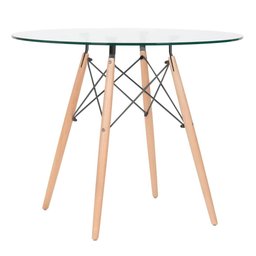 KIT - Mesa Eames com tampo de vidro 90 cm + 2 cadeiras Eiffel DSW Vermelho - 2
