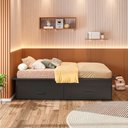 Ver imagem 4 de Cama Juvenil Solteiro com 2 Gavetas Deva Yescasa Preto
