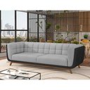 Ver imagem 2 de Sofá 3 Lugares 240cm Coin Pu Preto | Linho Cinza Claro - Sallar Home