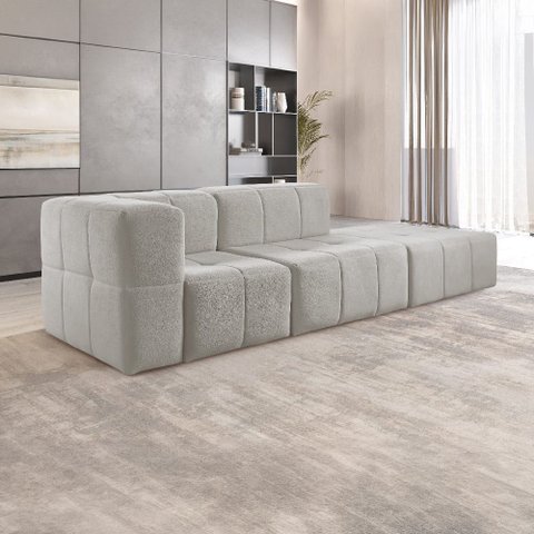 Sofá Modular 3 Lugares Bouclé Cinza