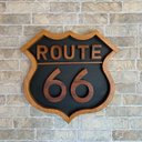 Ver imagem 3 de Placa Decorativa Rota 66 Madeira Alto Padrão em Relevo