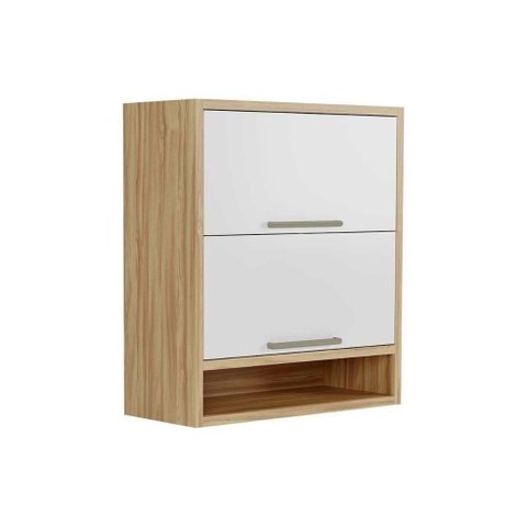 Módulo Cozinha Ronipa Syrah Armário Nicho com 2 Portas Basculante 80cm Amendoa Branco Ronipa