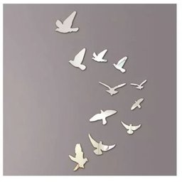 Espelho Acrílico Decorativo Pássaros Aves Quarto Sala 11pcs - 1