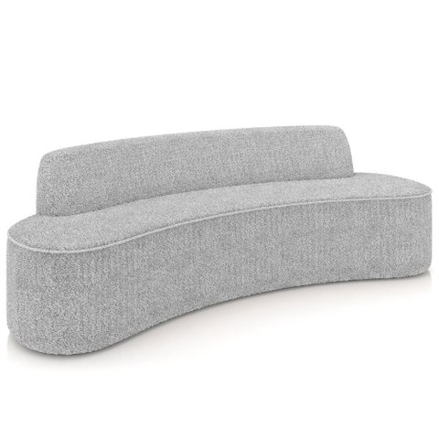 Sofá 3 Lugares Curvo Sala de Estar Living Cancún D02 Bouclê Cinza 210cm Pb-02 - Lyam Decor