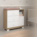 Ver imagem 1 de Cômoda Infantil Flofy com Pés, 1 Porta, 3 Gavetas com Corrediças Telescópica Marrom/Marromle