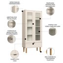 Ver imagem 3 de Cristaleira Porta de Vidro 80cm 2 Portas Pé Madeira Luara Off White A10 - Mpozenato