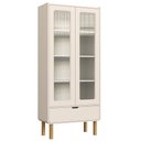 Ver imagem 2 de Cristaleira Porta de Vidro 80cm 2 Portas Pé Madeira Luara Off White A10 - Mpozenato