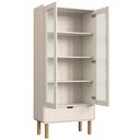 Ver imagem 5 de Cristaleira Porta de Vidro 80cm 2 Portas Pé Madeira Luara Off White A10 - Mpozenato