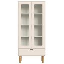 Ver imagem 6 de Cristaleira Porta de Vidro 80cm 2 Portas Pé Madeira Luara Off White A10 - Mpozenato