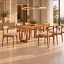 Ver imagem 1 de Conjunto de Mesa de Jantar Ello Tampo 180cm Barril Laminado com 6 Cadeiras Mônaco Premium