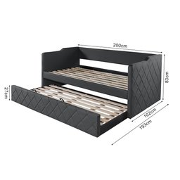 Bicama de Madeira Moderna com Revestimento de Tecido Veludo Pávia Dubai - Valorize - Cinza - 3