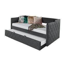 Bicama de Madeira Moderna com Revestimento de Tecido Veludo Pávia Dubai - Valorize - Cinza - 2