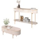 Ver imagem 1 de Aparador de Sala Jaspe e Mesa de Centro Clover Off White - Mpozenato