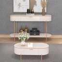 Ver imagem 2 de Aparador de Sala Jaspe e Mesa de Centro Clover Off White - Mpozenato