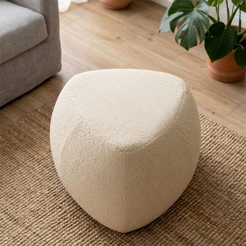 Puff Orgânico Decorativo 75cm Orbis Bouclé Off White - Nexta Casa
