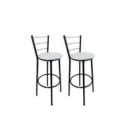 Kit 2 Banqueta Alta Preta Cozinha Gourmet Americana Balcão:branco - 1