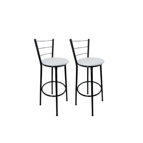 Kit 2 Banqueta Alta Preta Cozinha Gourmet Americana Balcão:branco