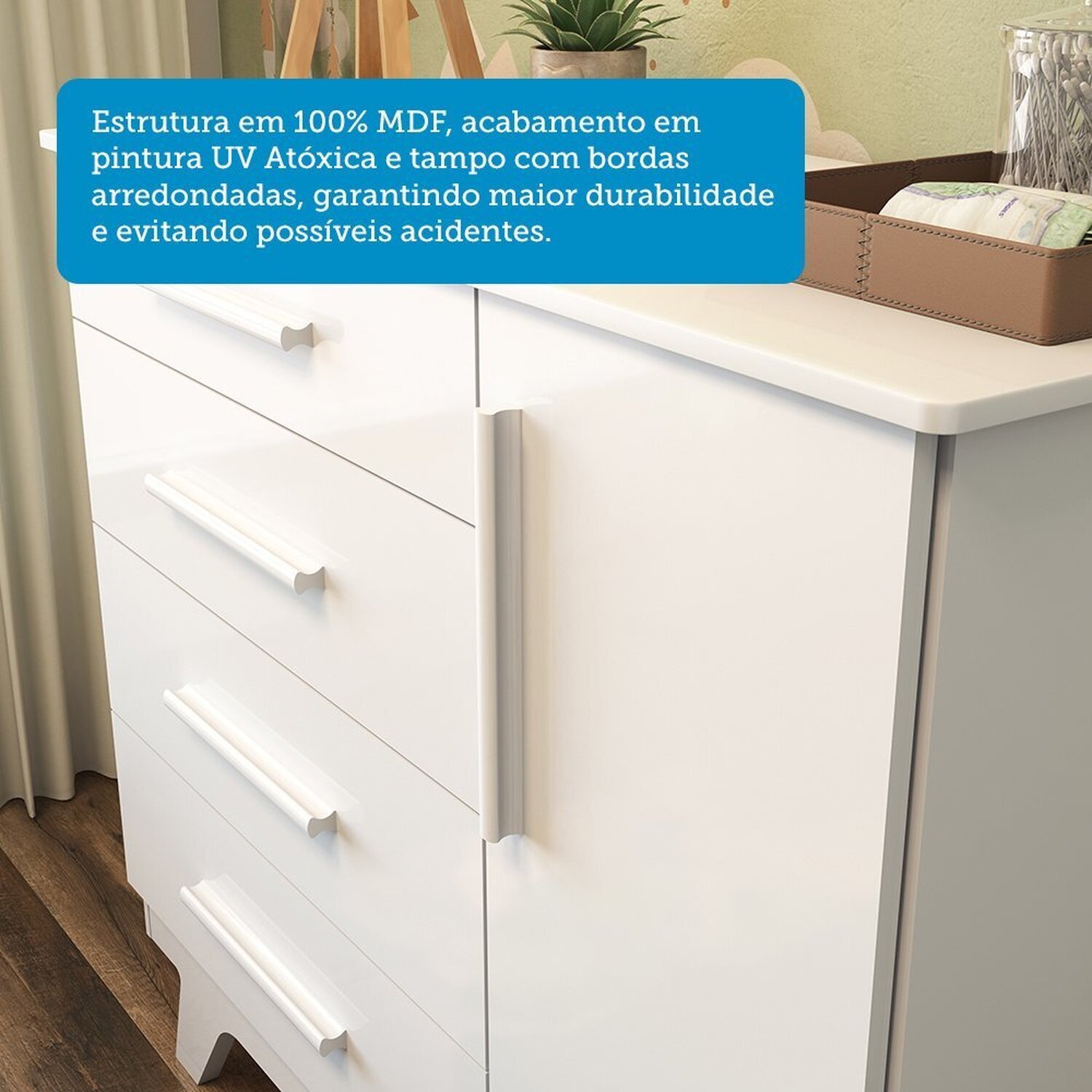 Cômoda 1 Porta e 4 Gavetas 100% Mdf Kakau Retrô Espresso Móveis - 5