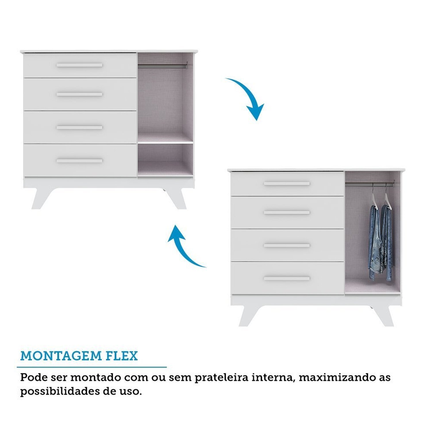 Cômoda 1 Porta e 4 Gavetas 100% Mdf Kakau Retrô Espresso Móveis - 4