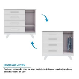 Cômoda 1 Porta e 4 Gavetas 100% Mdf Kakau Retrô Espresso Móveis - 5