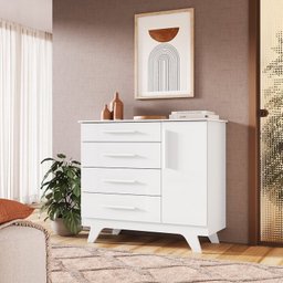Cômoda 1 Porta e 4 Gavetas 100% Mdf Kakau Retrô Espresso Móveis - 2