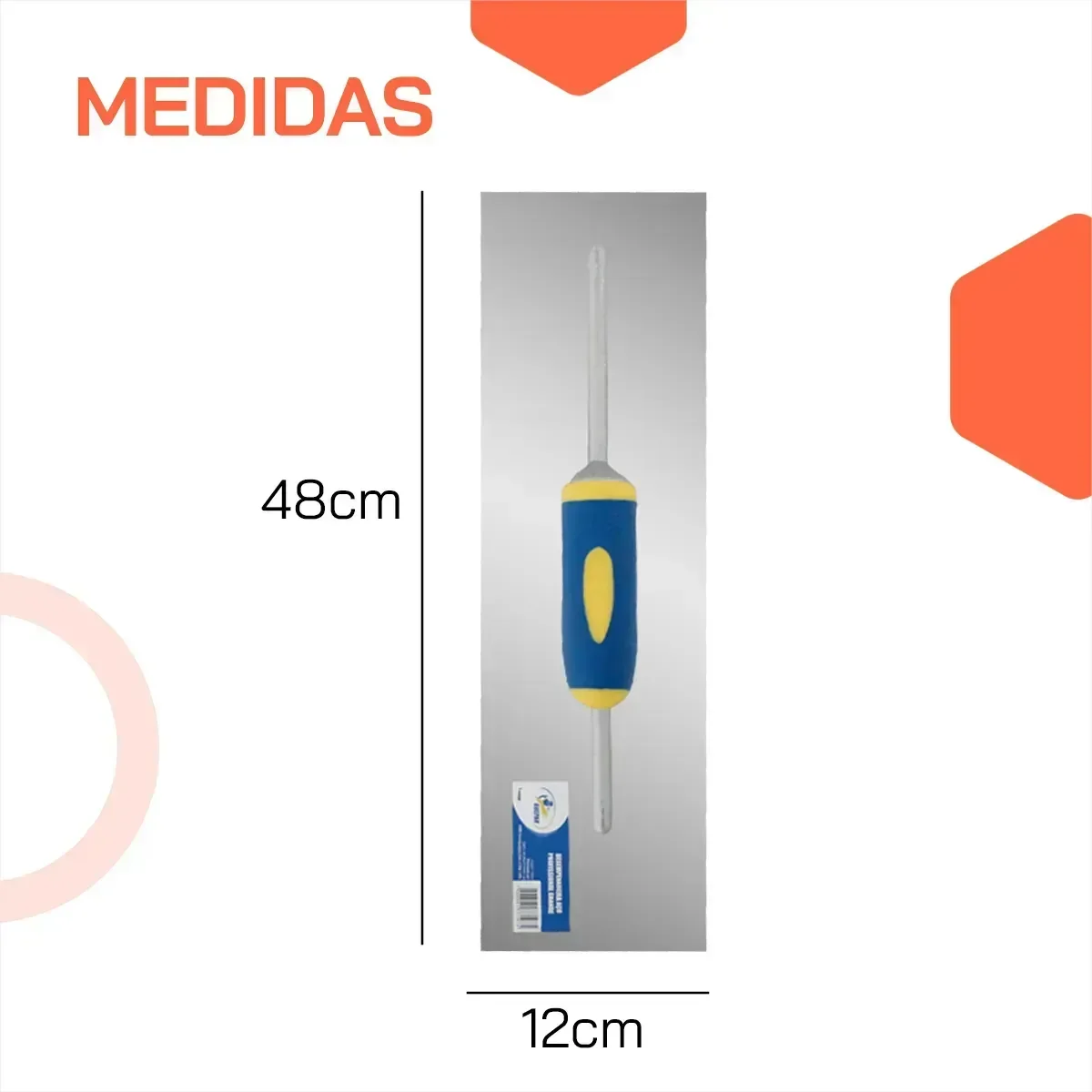 Ver imagem 2 de Desempenadeira Profissional de Aço, Lisa, Grande 12 X 48 Cm