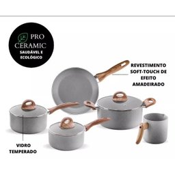 Jogo de 5 Panelas Ceramic Life Smart Plus Gris Brinox - 6 Jogo de 5 Panelas Ceramic Life Smart Plus Gris Brinox - 6