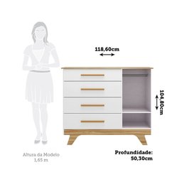 Cômoda 1 Porta e 4 Gavetas 100% Mdf Kakau Retrô Espresso Móveis - 4