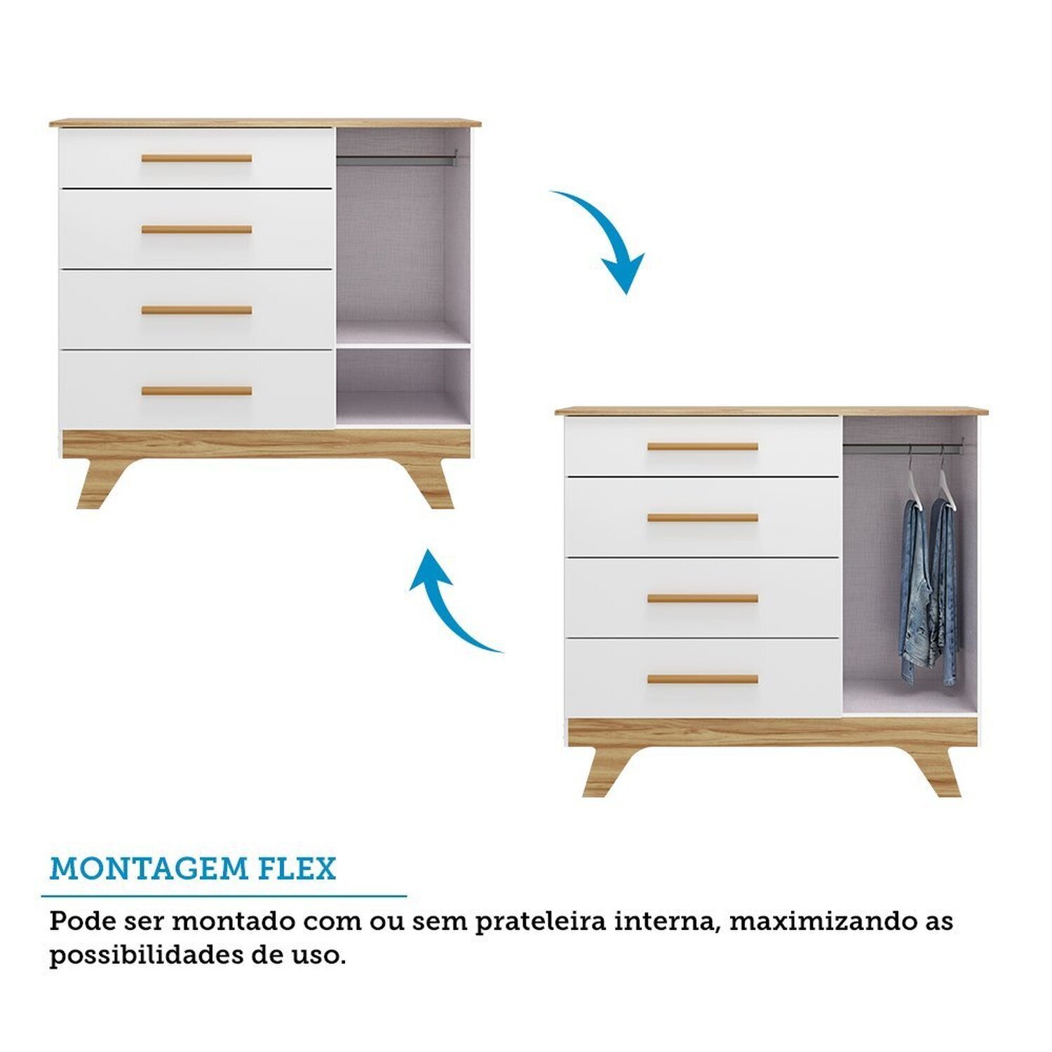 Cômoda 1 Porta e 4 Gavetas 100% Mdf Kakau Retrô Espresso Móveis - 4