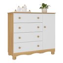Ver imagem 2 de Cômoda Infantil 95cm 1 Porta e 4 Gavetas Dengo Multimóveis Mp4439 Madeirado/branco