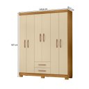 Ver imagem 3 de Guarda-Roupa Casal 6 Portas 2 Gavetas e Cômoda 5 Gavetas Itapema Off White/Carvalho Americano