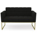 Ver imagem 6 de Sofá Namoradeira Base Industrial Dourado Ana Suede Preto - Ibiza