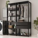 Ver imagem 1 de Armário Multiuso de Lavanderia Modulado 135cm 2 Peças Multimóveis Mp5058 Preto