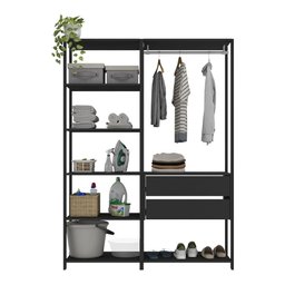 Armário Multiuso de Lavanderia Modulado 135cm 2 Peças Multimóveis Mp5058 Preto - 3