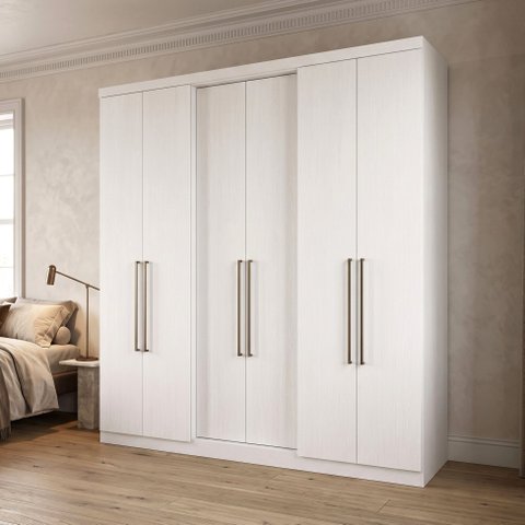Guarda Roupa Casal 6 Portas e 2 Gavetas 219 x 210cm Presence Branco