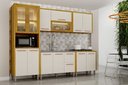Ver imagem 5 de Cozinha Completa 5 Peças Donna 273 cm Vidro Reflecta e LED Aéreo 2 Pts Cinamono/Off White