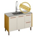 Ver imagem 3 de Cozinha Completa 5 Peças Donna 273 cm Vidro Reflecta e LED Aéreo 2 Pts Cinamono/Off White