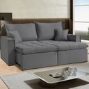 Ver imagem 1 de Sofá Cama Dallas 210 cm sem Caixa Veludo Cinza Chumbo
