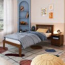 Ver imagem 1 de Cama de Solteiro Júlia de Madeira Maciça Marrom/Walnut