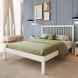 Cama de Casal Lucy de Madeira Maciça com Lastro - 1