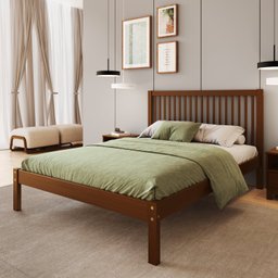 Cama de Casal Lucy de Madeira Maciça com Lastro - 1