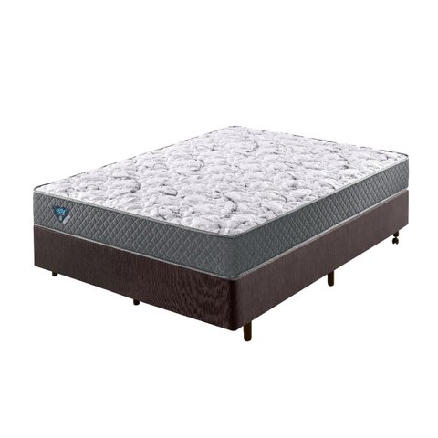 Cama Box Casal 138x188 com Colchão Molas Ensacadas Ecoflex Courino Linho