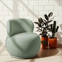 Ver imagem 2 de Poltrona Orgânica Aisha Base Fixa Bouclé Verde Claro - Nexta Casa