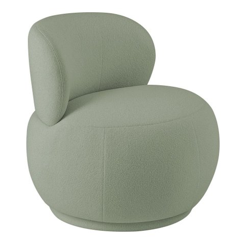 Poltrona Orgânica Aisha Base Fixa Bouclé Verde Claro - Nexta Casa