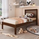 Ver imagem 1 de Cama de Solteiro Lucy de Madeira Maciça com Lastro Marrom/Walnut