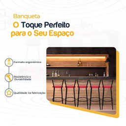 Kit 5 Banquetas para Balcão Bancada Cozinha Bistrô Ilhas Gourmet Bares Banco Flórida Preta - 3