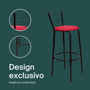Ver imagem 4 de Kit 5 Banquetas para Balcão Bancada Cozinha Bistrô Ilhas Gourmet Bares Banco Flórida Preta