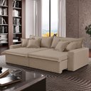 Ver imagem 1 de Sofá Cama Áustria 3 Lugares Retrátil Reclinável 210cm Veludo Bege